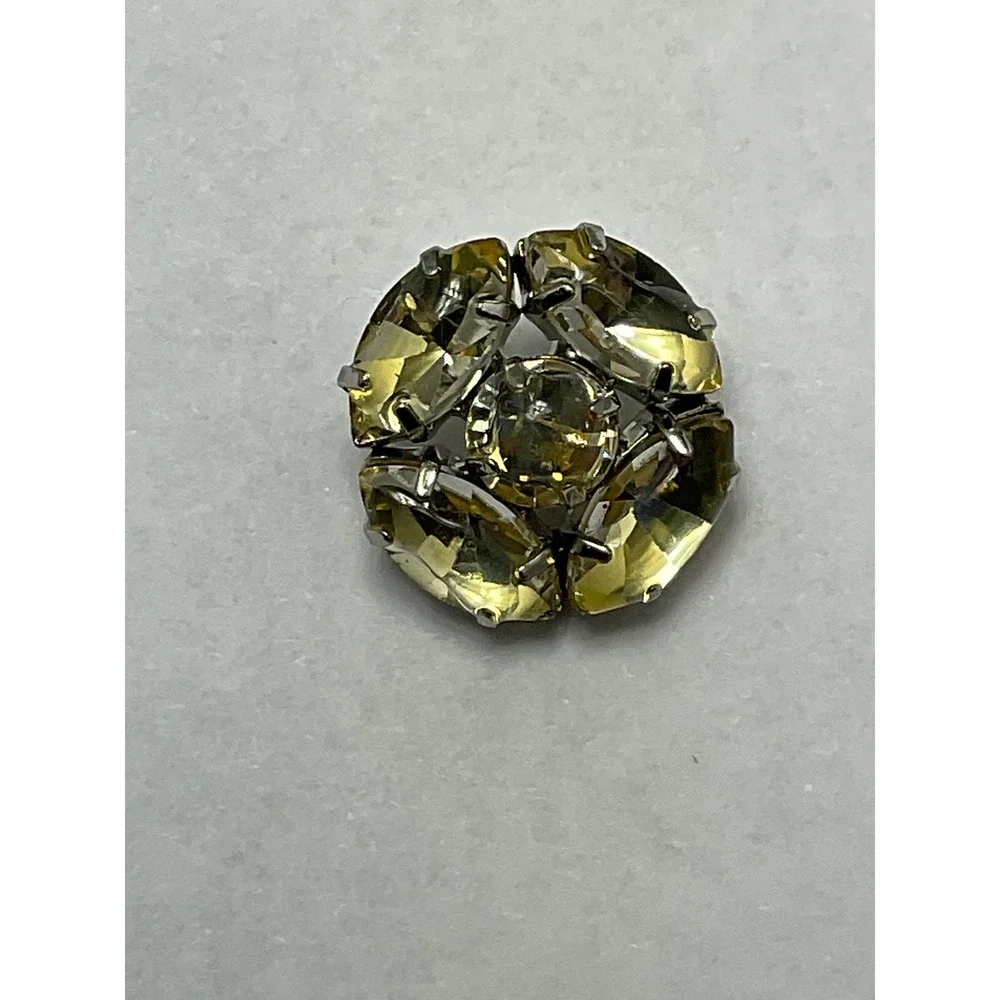 6pc Rhinestone Buttons J Crew OS Champagne Vintage Cluster‎ Round Silver Tone